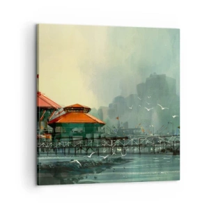 Quadro su tela - Stampe su Tela - Giornata di pioggia al porto - 60x60 cm