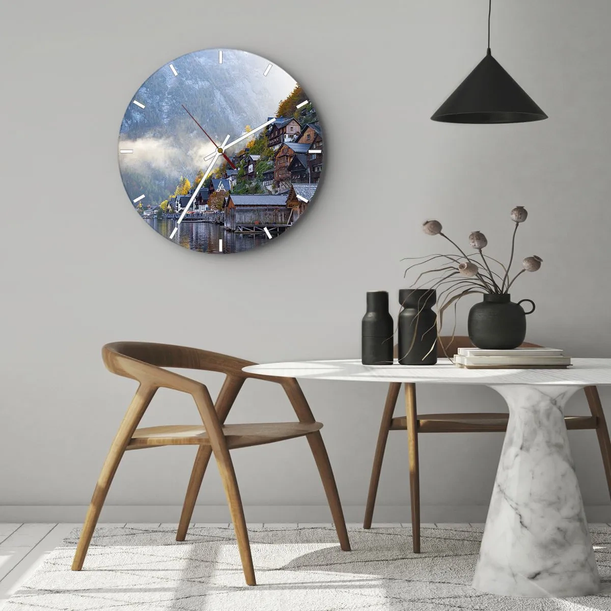 Orologio da parete - Orologio in Vetro - Atmosfera alpina - 40x40 cm