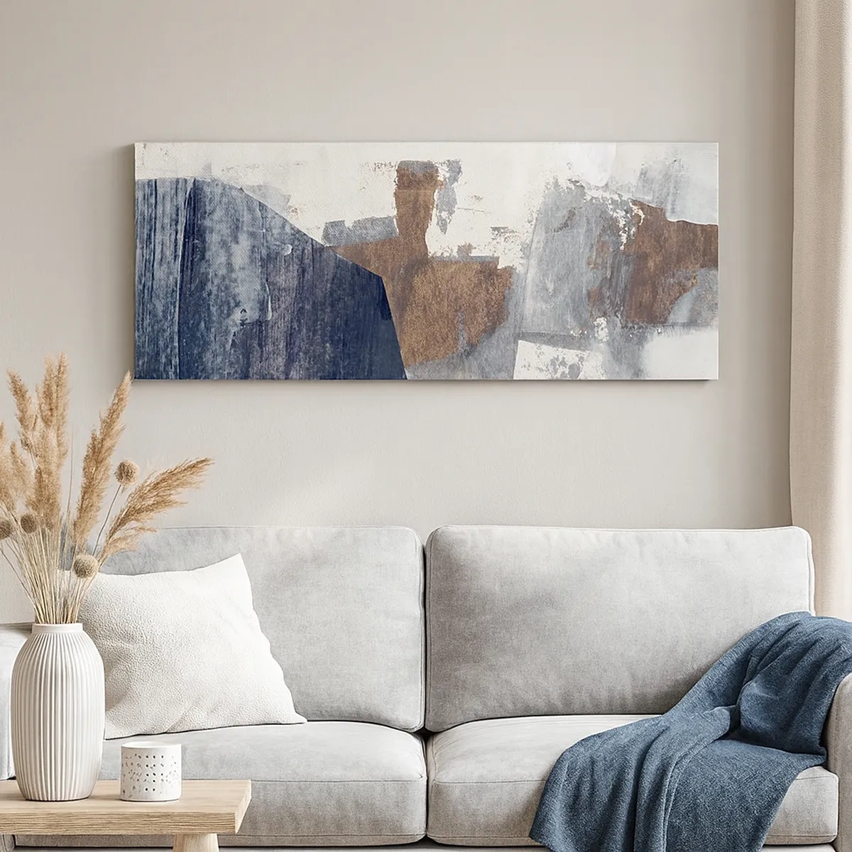 Quadro su tela - Stampe su Tela - Forme blu e marroni - 30x30 cm