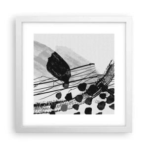 Poster in cornice bianca - Astrazione organica in bianco e nero - 30x30 cm