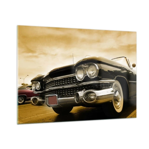 Quadro su vetro - La parte anteriore di un'auto d'epoca in un elegante stile retrò - 100x70cm - Il classico non è mai fuori moda - Decorazione murale moderna per soggiorno e camera da letto ARTTOR