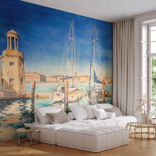 Fotomurali Autoadesivo Deluxe Sticker - La laguna assolata - Porto, Paesaggio, Faro - 400x280 cm