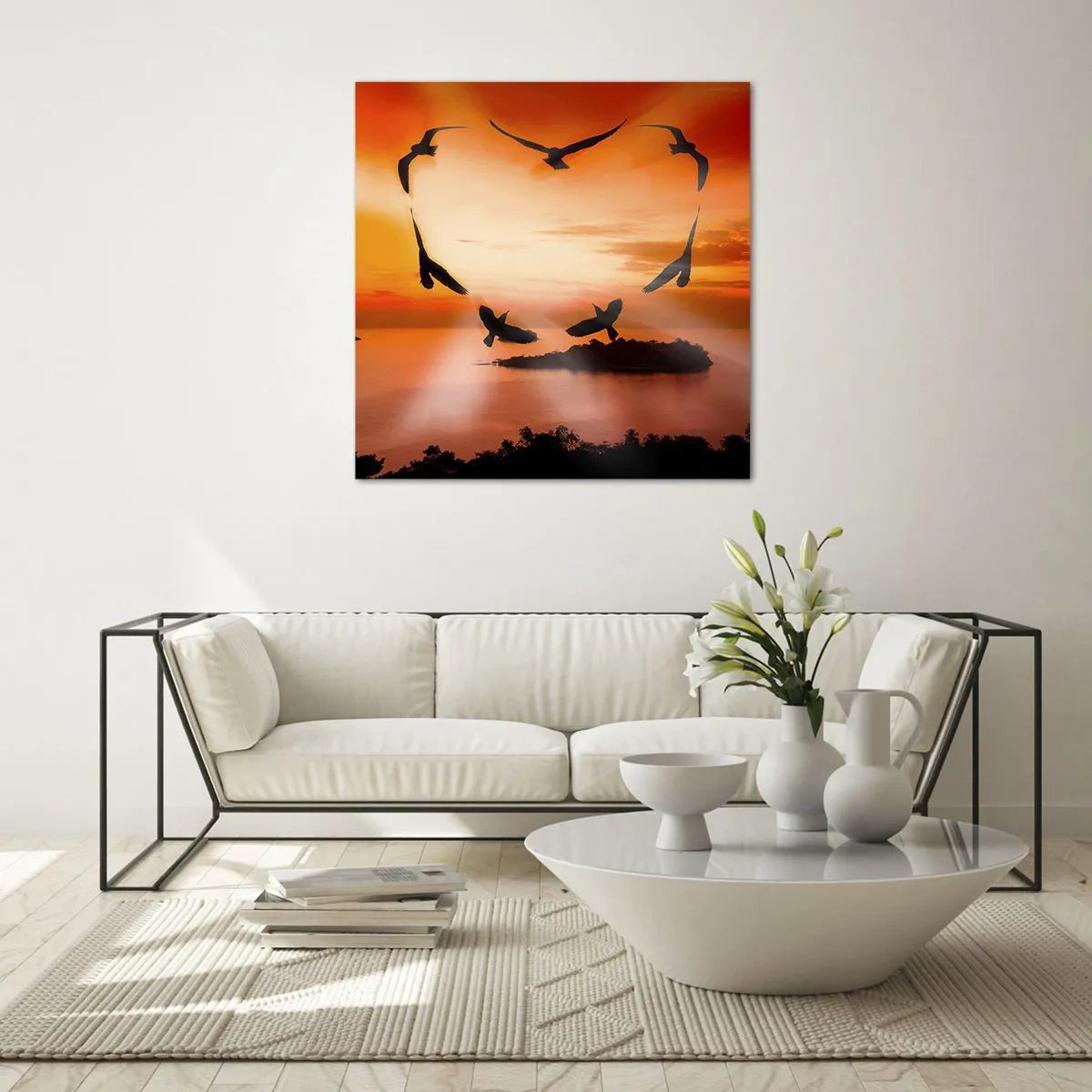 Quadro su vetro - Ama il mondo come fanno gli uccelli - 70x70 cm