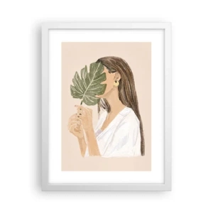 Poster in cornice bianca - Misterioso ritratto con ventaglio - 30x40 cm