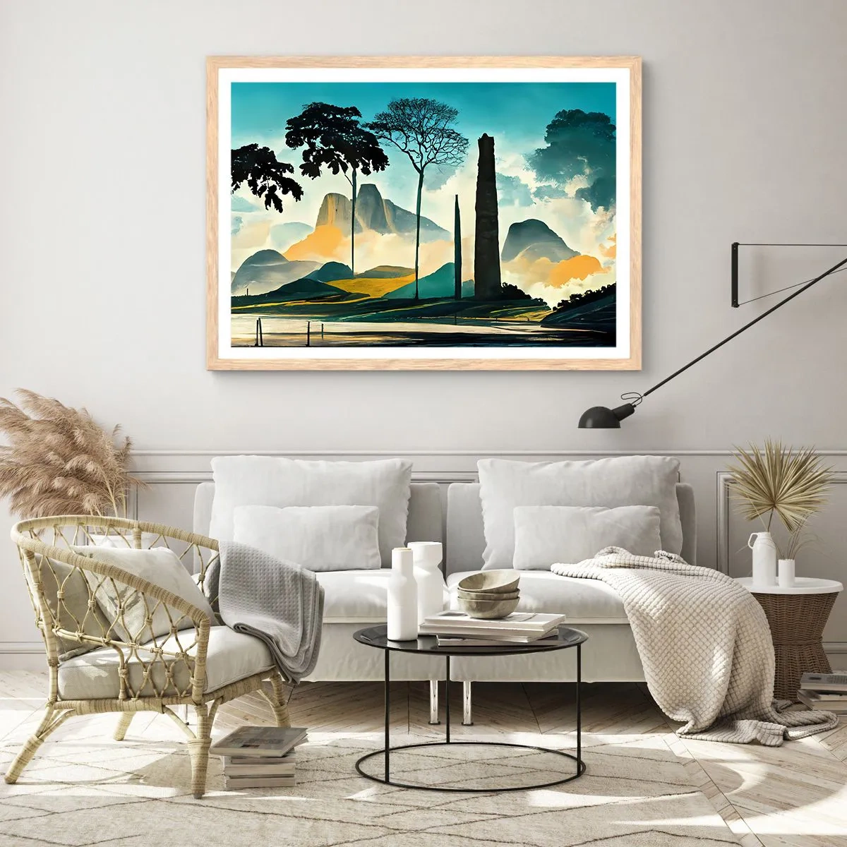 Poster in cornice rovere chiaro - Sempre più in alto - 50x40 cm