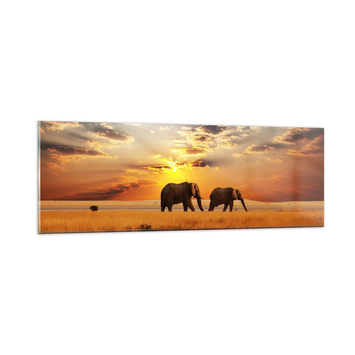 Quadro su vetro - Passeggiata familiare - 90x30 cm