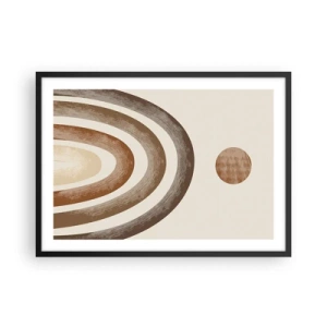 Poster in cornice nera - Motivo planetario geometrico nei toni del marrone - 70x50cm - In una galassia lontana - Decorazione murale moderna per soggiorno e camera da letto ARTTOR