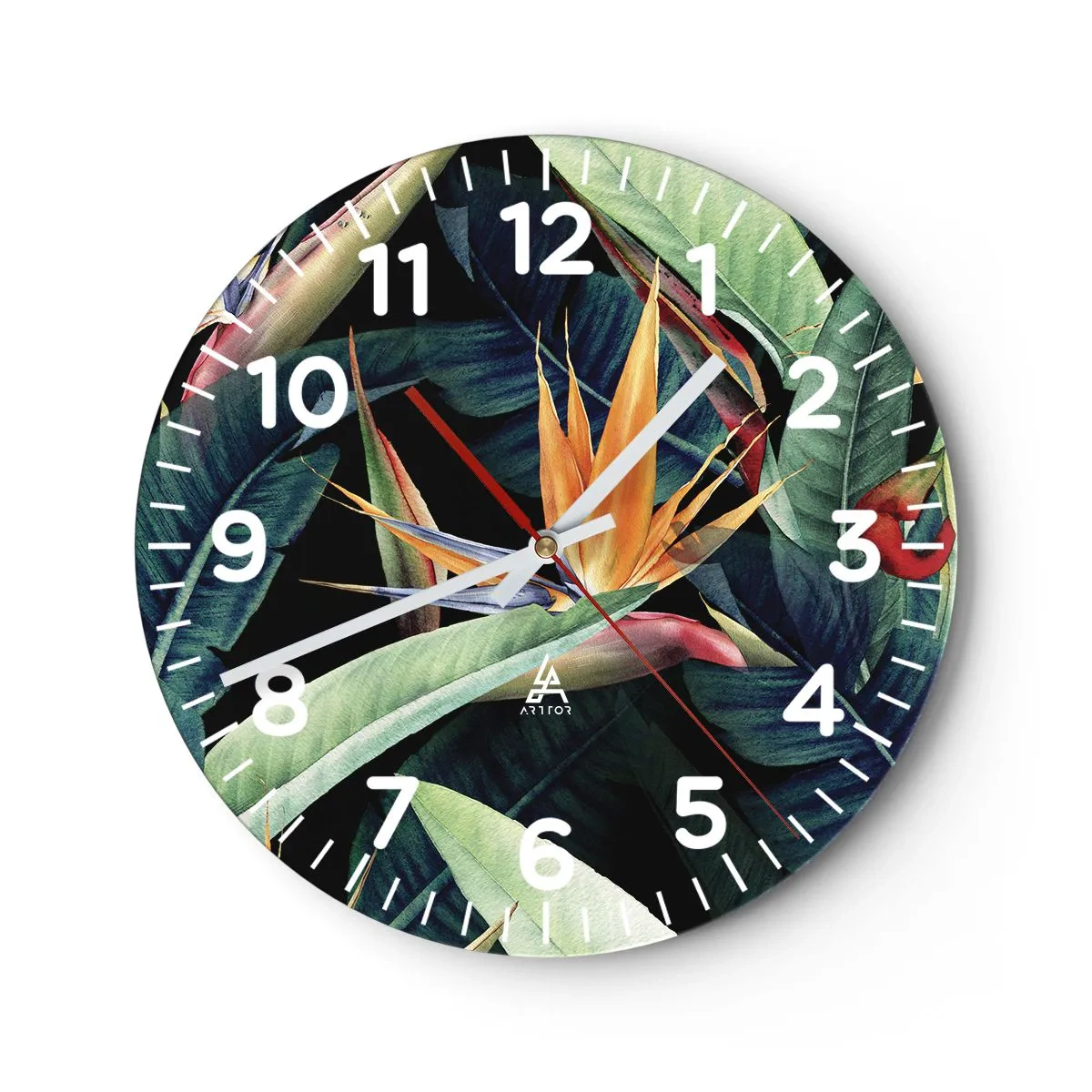 Orologio da parete - Orologio in Vetro - I fiori fiammeggianti dei tropici - 40x40 cm
