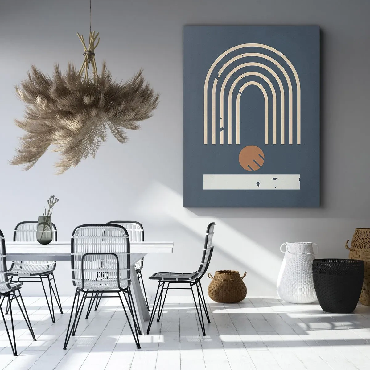 Quadro su tela - Stampe su Tela - Geometria in blu - 65x120 cm