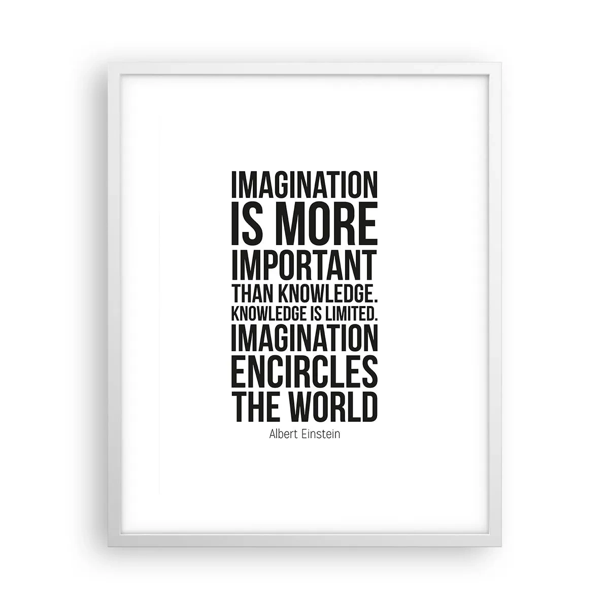 Poster in cornice bianca - Einstein sul potere dell'immaginazione - 40x50 cm