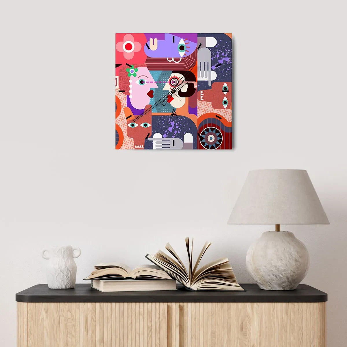 Orologio da parete - Orologio in Vetro - Faccia a faccia - 30x30 cm