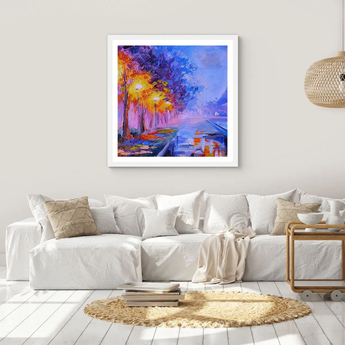 Poster in cornice bianca - Passeggiata da sogno - 60x60 cm