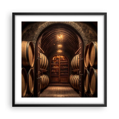 Poster in cornice nera - L'atmosfera della cantina - 50x50 cm