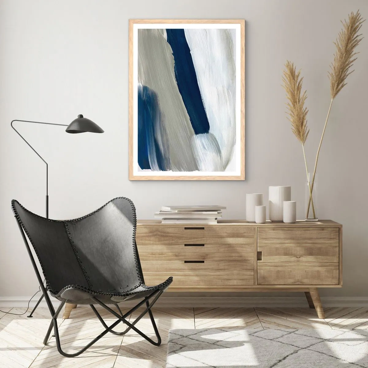 Poster in cornice rovere chiaro - Incontro con il bianco - 40x50 cm