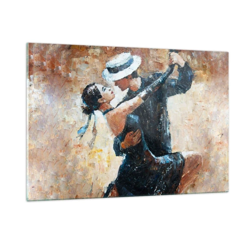 Quadro su vetro - Una coppia che balla in uno stile elegante con un tocco classico - 120x80cm - Alla Rodolfo Valentino - Decorazione murale moderna per soggiorno e camera da letto ARTTOR