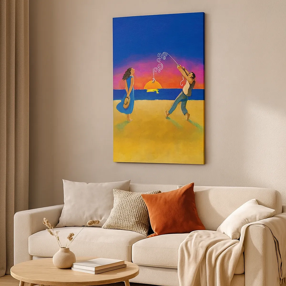 Quadro su tela - Stampe su Tela - Figure in riva al mare al tramonto - 50x70cm - Più delle stelle del cielo - Decorazione murale moderna per soggiorno e camera da letto ARTTOR