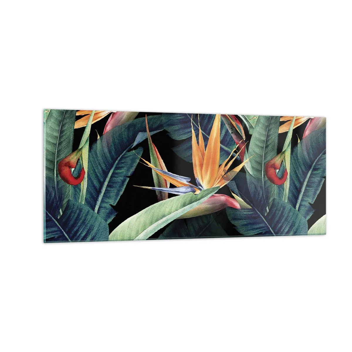 Quadro su vetro - I fiori fiammeggianti dei tropici - 100x40 cm