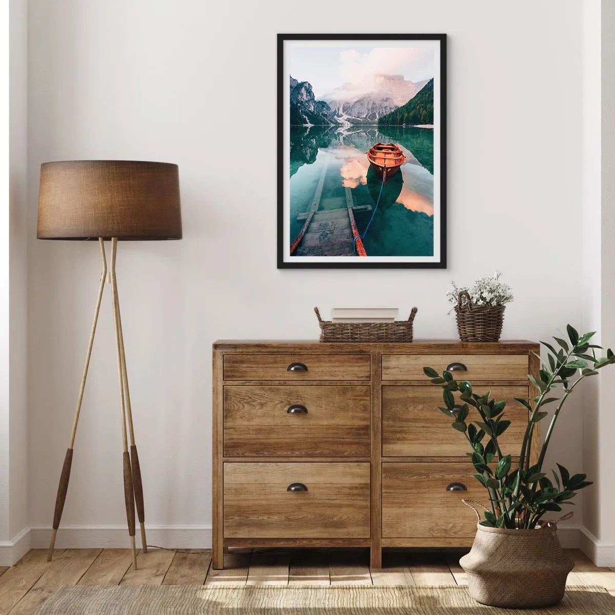 Poster in cornice nera - Il sogno tranquillo dei monti - 70x100 cm