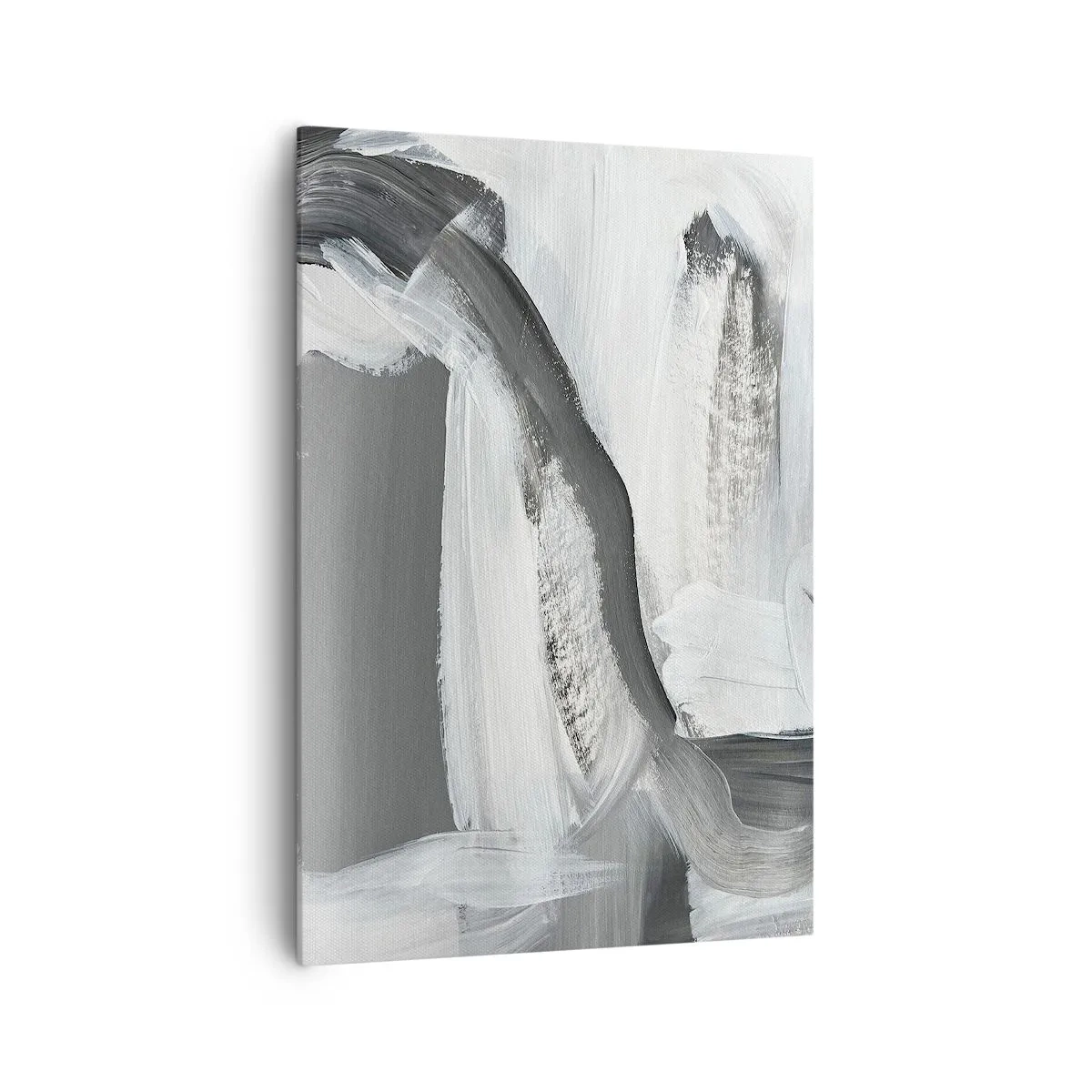 Quadro su tela - Stampe su Tela - Astrazione grigia e bianca con linee dinamiche - 70x100cm - Movimento deciso - Decorazione murale moderna per soggiorno e camera da letto ARTTOR