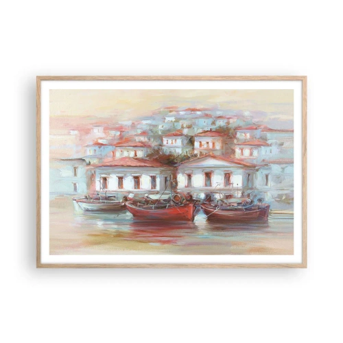 Poster in cornice rovere chiaro - Cittadina felice - 100x70 cm