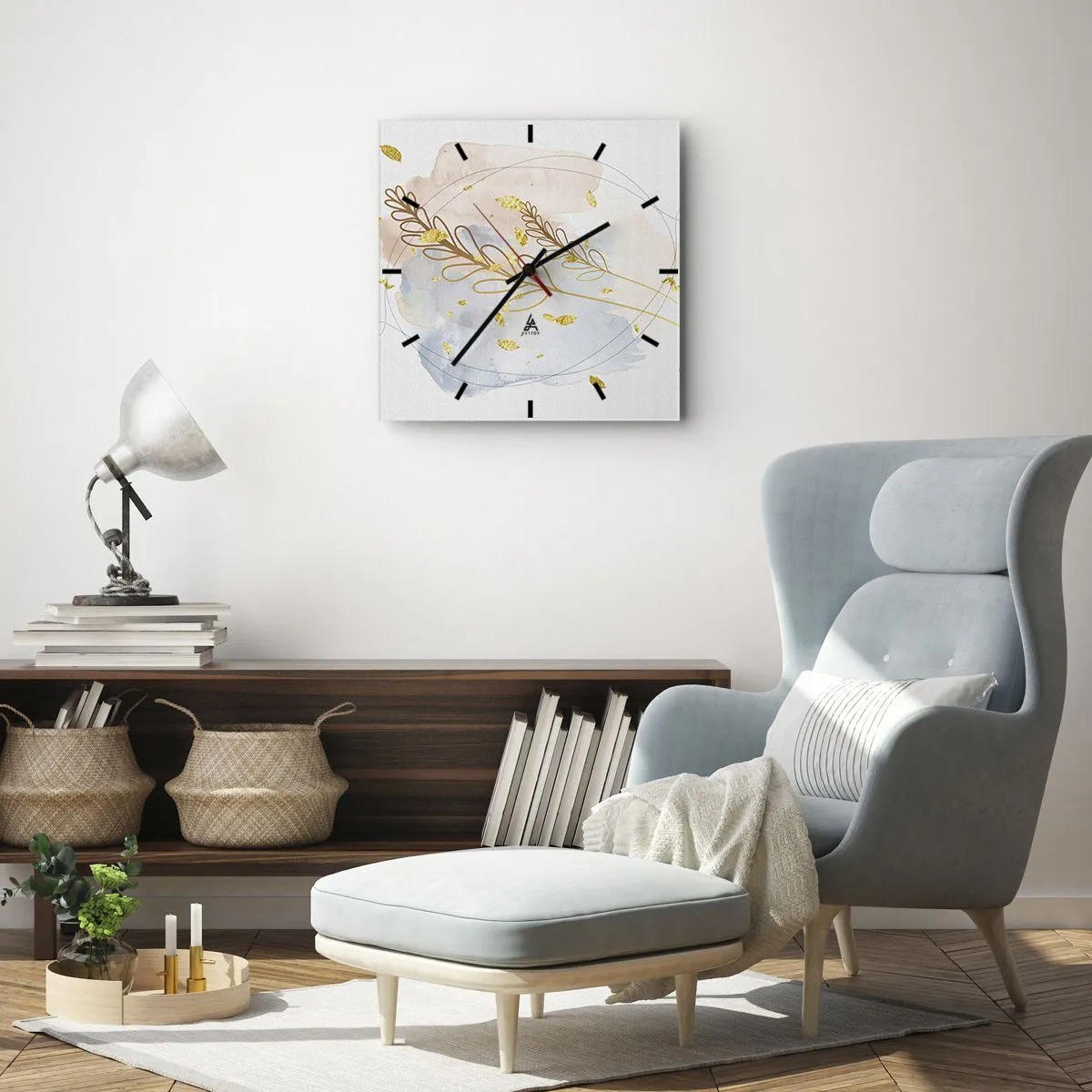 Orologio da parete - Orologio in Vetro - Soffio d'oro - 30x30 cm