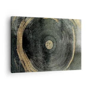 Quadro su tela - Stampe su Tela - Cerchi concentrici con accenti dorati - 70x50cm - Cambiamento e persistenza - Decorazione murale moderna per soggiorno e camera da letto ARTTOR