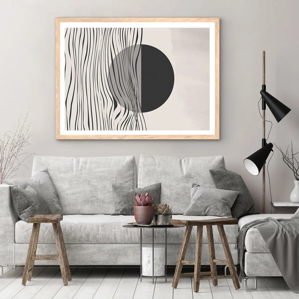 Poster in cornice rovere chiaro - Composizione a metà - 100x70 cm