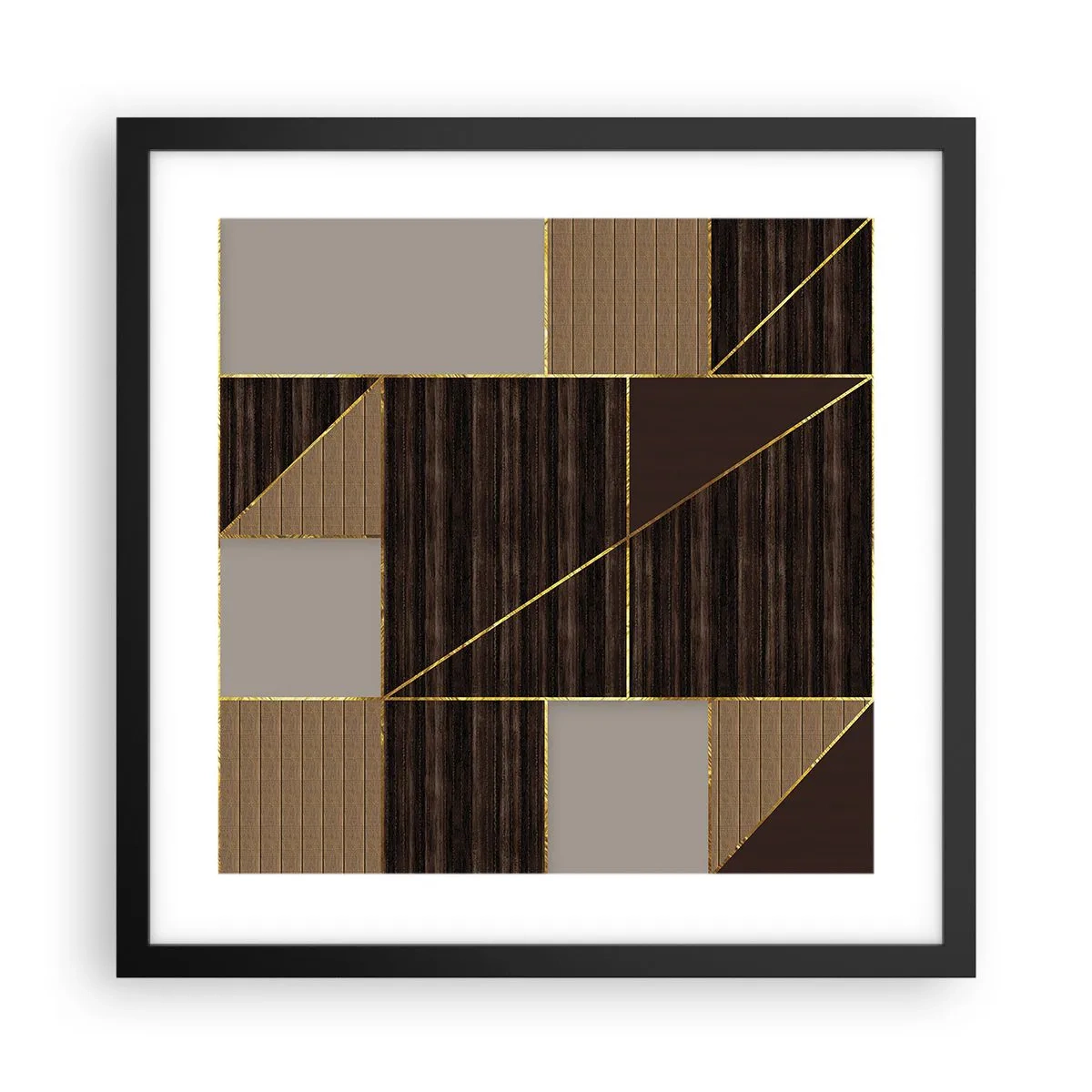 Poster in cornice nera - Mosaico di marrone e oro - 40x40 cm