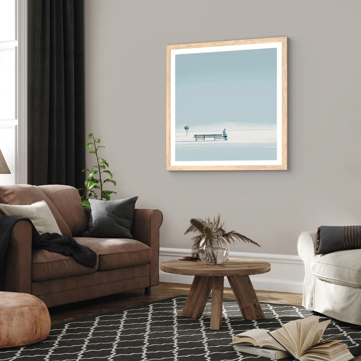 Poster in cornice rovere chiaro - Si, aspetto. - 50x50 cm