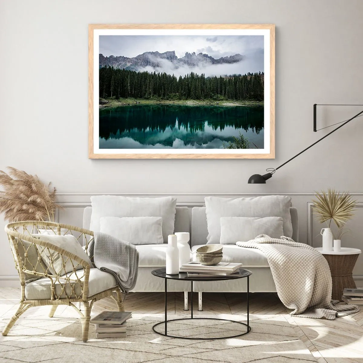 Poster in cornice rovere chiaro - Silenzio, non svegliamo l'acqua che dorme... - 70x50 cm