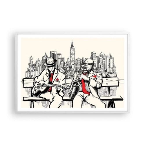 Poster in cornice bianca - Improvvisare a New York - 100x70 cm