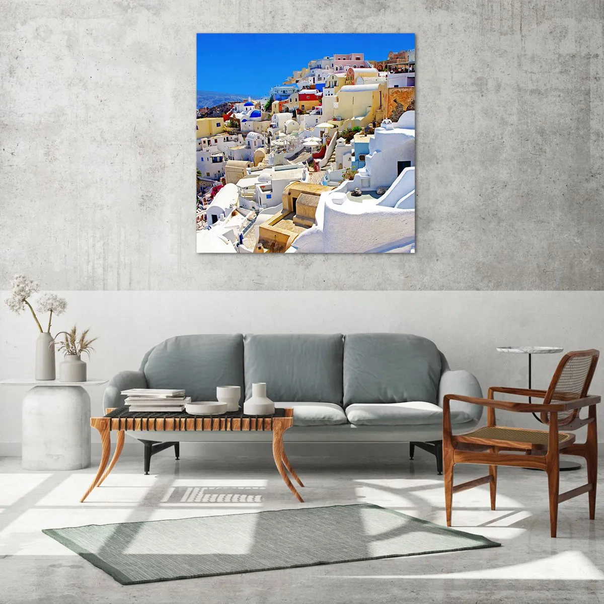 Quadro su vetro - Sogno di un'estate greca - 40x40 cm