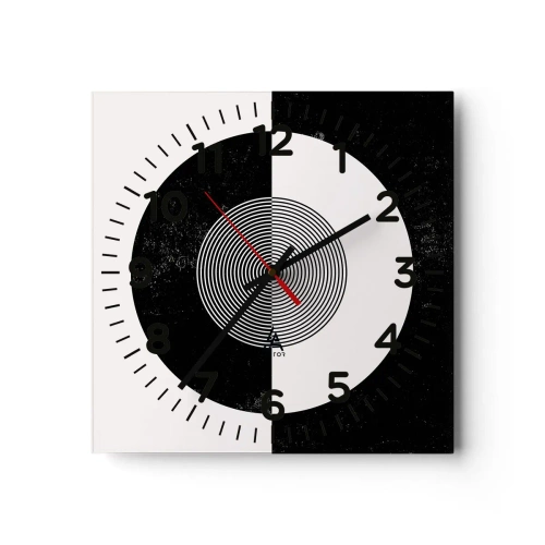 Orologio da parete - Orologio in Vetro - Armonia in bianco e nero - 30x30 cm