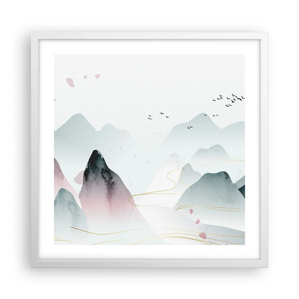Poster in cornice bianca - Oltre le cime - 50x50 cm