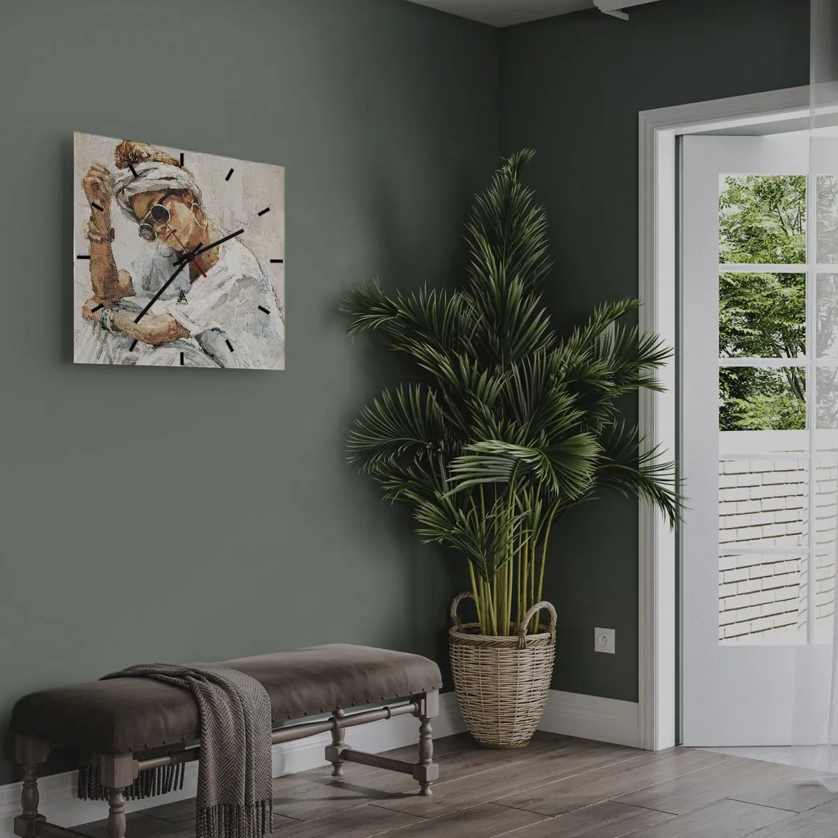 Orologio da parete - Orologio in Vetro - Ritratto in pieno sole - 40x40 cm