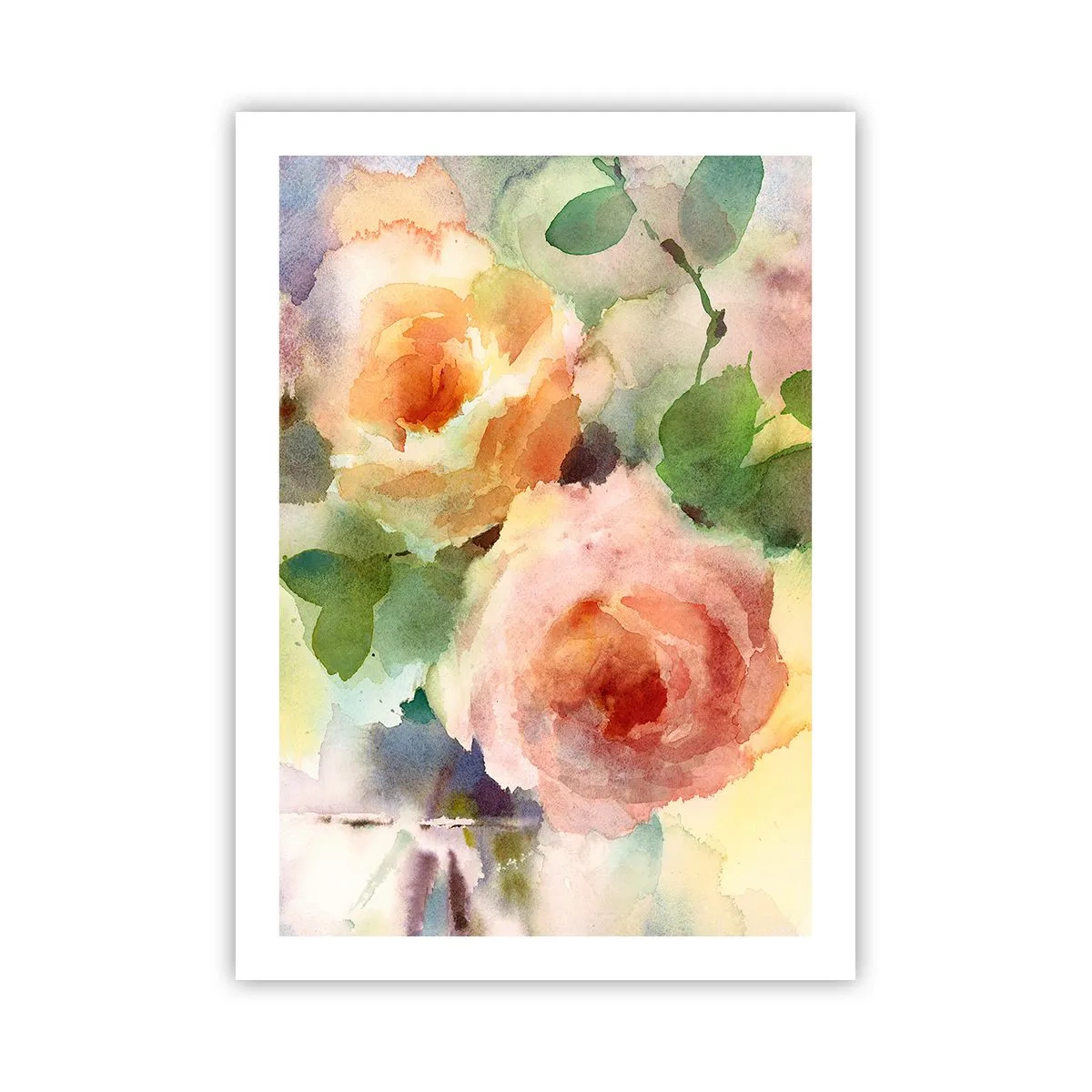 Poster - Fiori acquerellati in colori pastello - 50x70cm - Delicati come un acquerello - Decorazione murale moderna per soggiorno e camera da letto ARTTOR