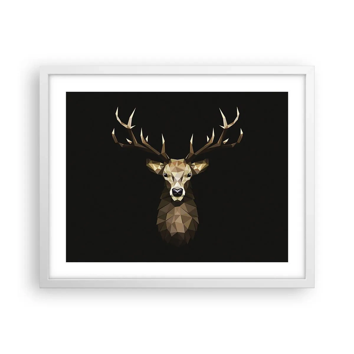 Poster in cornice bianca - Cervo cubista - 50x40 cm