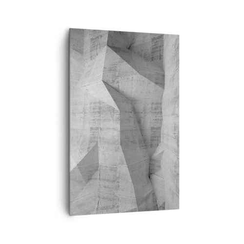 Quadro su tela - Stampe su Tela - Forme geometriche in cemento grigio - 80x120cm - Una vera sfida - Decorazione murale moderna per soggiorno e camera da letto ARTTOR