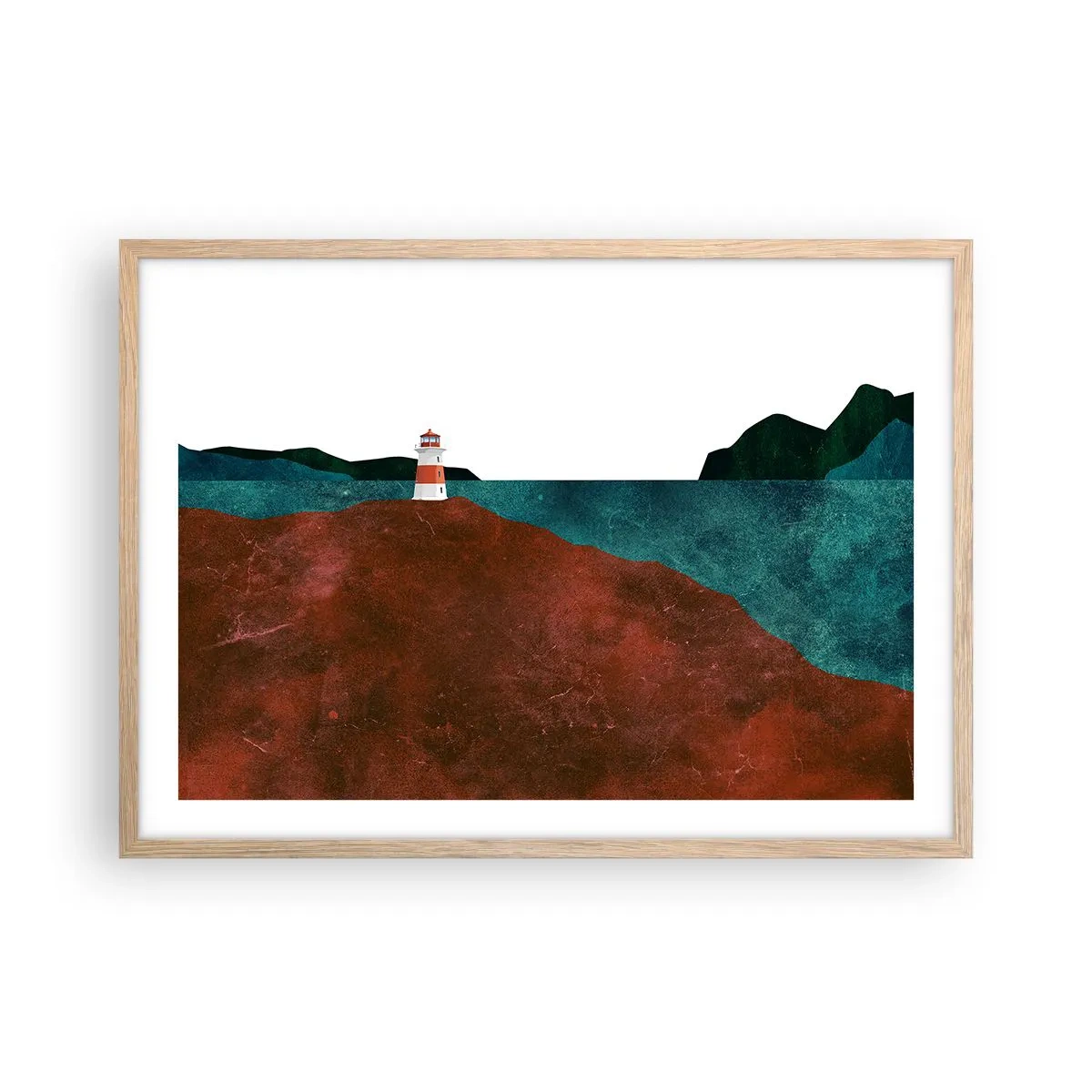 Poster in cornice rovere chiaro - Contemplando il mare - 70x50 cm
