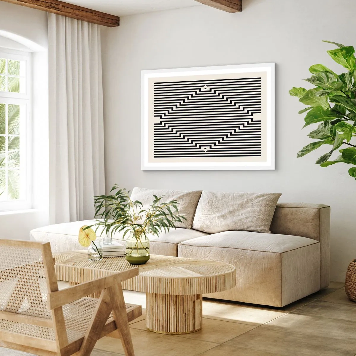 Poster in cornice bianca - Illusione geometrica - 100x70 cm