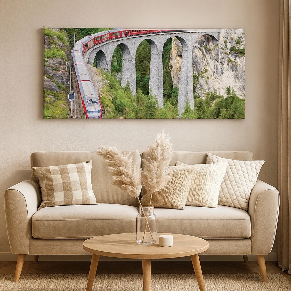 Quadro su tela - Stampe su Tela - Il treno tra i monti - 30x30 cm