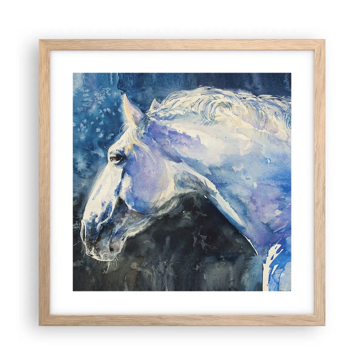 Poster in cornice rovere chiaro - Ritratto in luce blu - 40x40 cm