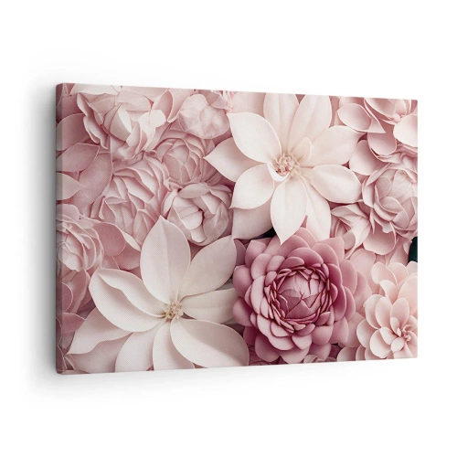 Quadro su tela - Stampe su Tela - Fiori nelle tonalità del rosa e del bianco in un approccio artistico - 70x50cm - Nei petali di rosa - Decorazione murale moderna per soggiorno e camera da letto ARTTOR