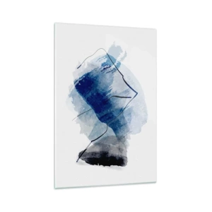 Quadro su vetro - Forme astratte nei toni del blu con linee delicate - 70x100cm - Monte di ghiaccio - Decorazione murale moderna per soggiorno e camera da letto ARTTOR