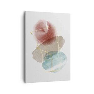 Quadro su tela - Stampe su Tela - Forme astratte con colori delicati e linee dorate - 50x70cm - Coralli dello spazio - Decorazione murale moderna per soggiorno e camera da letto ARTTOR