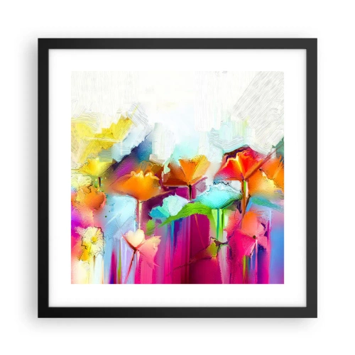 Poster in cornice nera - L'arcobaleno è fiorito - 40x40 cm