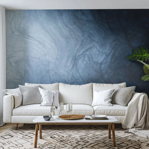 Fotomurali Standard Eco - Profondità astratta nelle tonalità del blu navy e del grigio - 100x70cm - Arrivando in profondità - Decorazione murale moderna per soggiorno e camera da letto ARTTOR