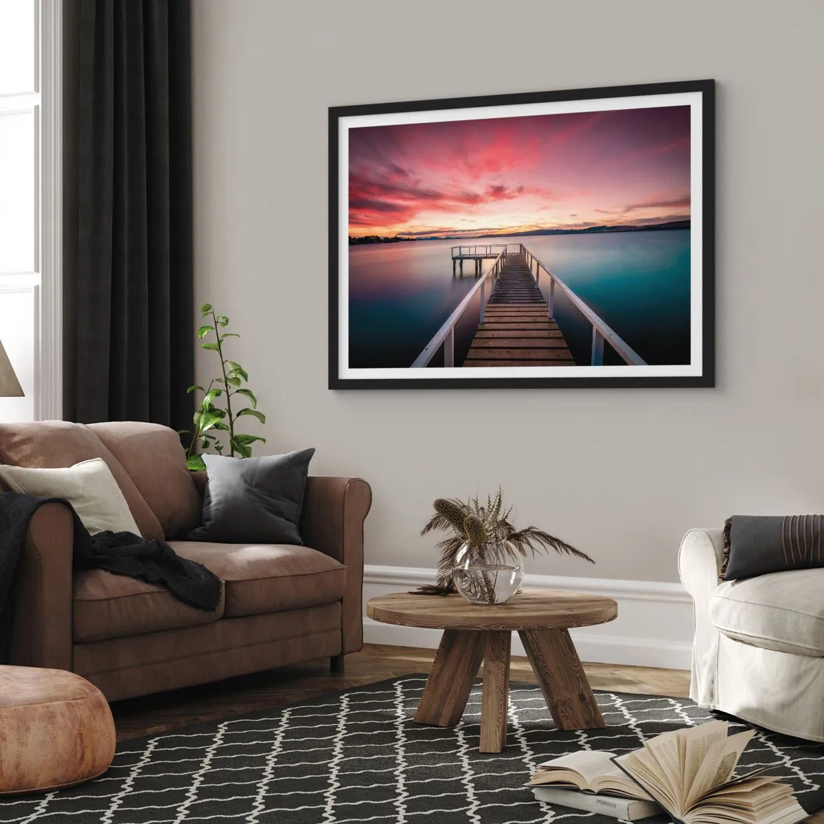 Poster in cornice nera - La fiamma mite della sera - 40x30 cm