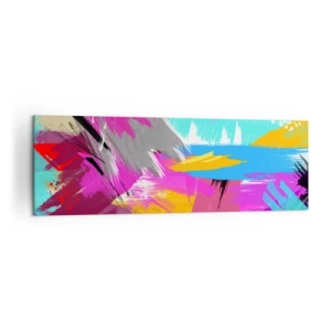 Quadro su tela - Stampe su Tela - Astrazione dinamica in colori intensi - 160x50cm - Pennellata dopo pennellata - Decorazione murale moderna per soggiorno e camera da letto ARTTOR