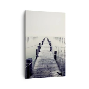 Quadro su tela - Stampe su Tela - Un ponte di legno che conduce in uno spazio nebbioso - 80x120cm - Immergiti nella pace - Decorazione murale moderna per soggiorno e camera da letto ARTTOR